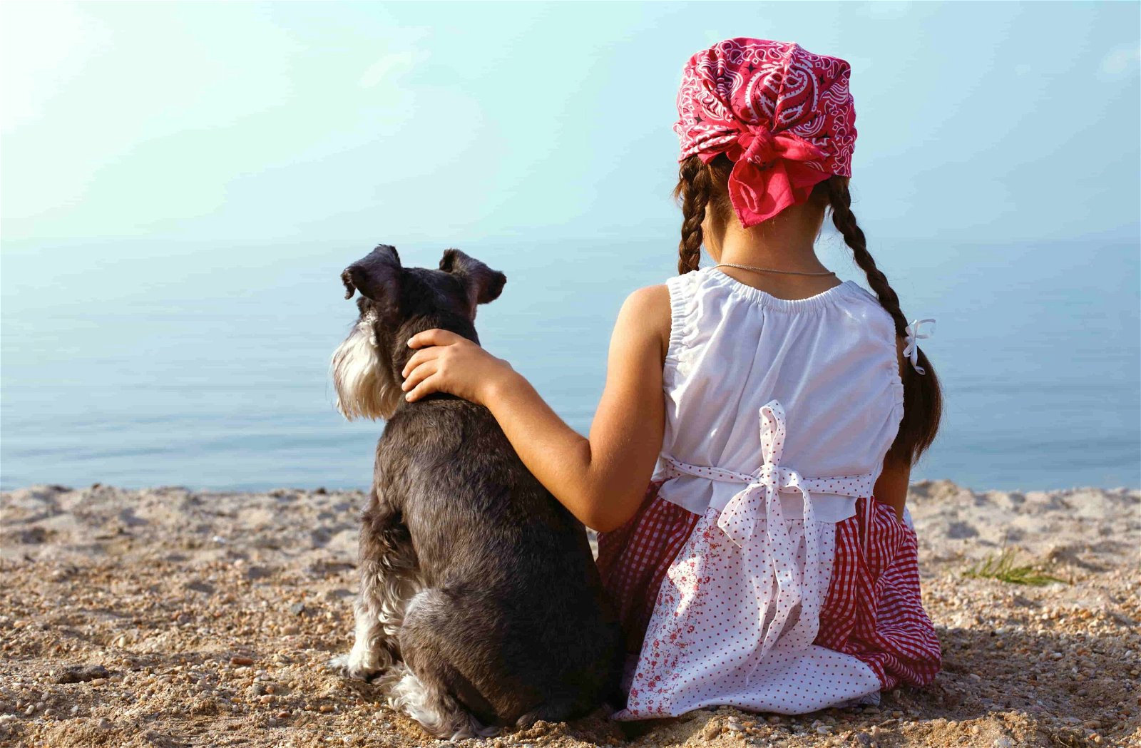 Wie hundefreundlich ist Italien - Hund mit Mädchen sitzend am Strand