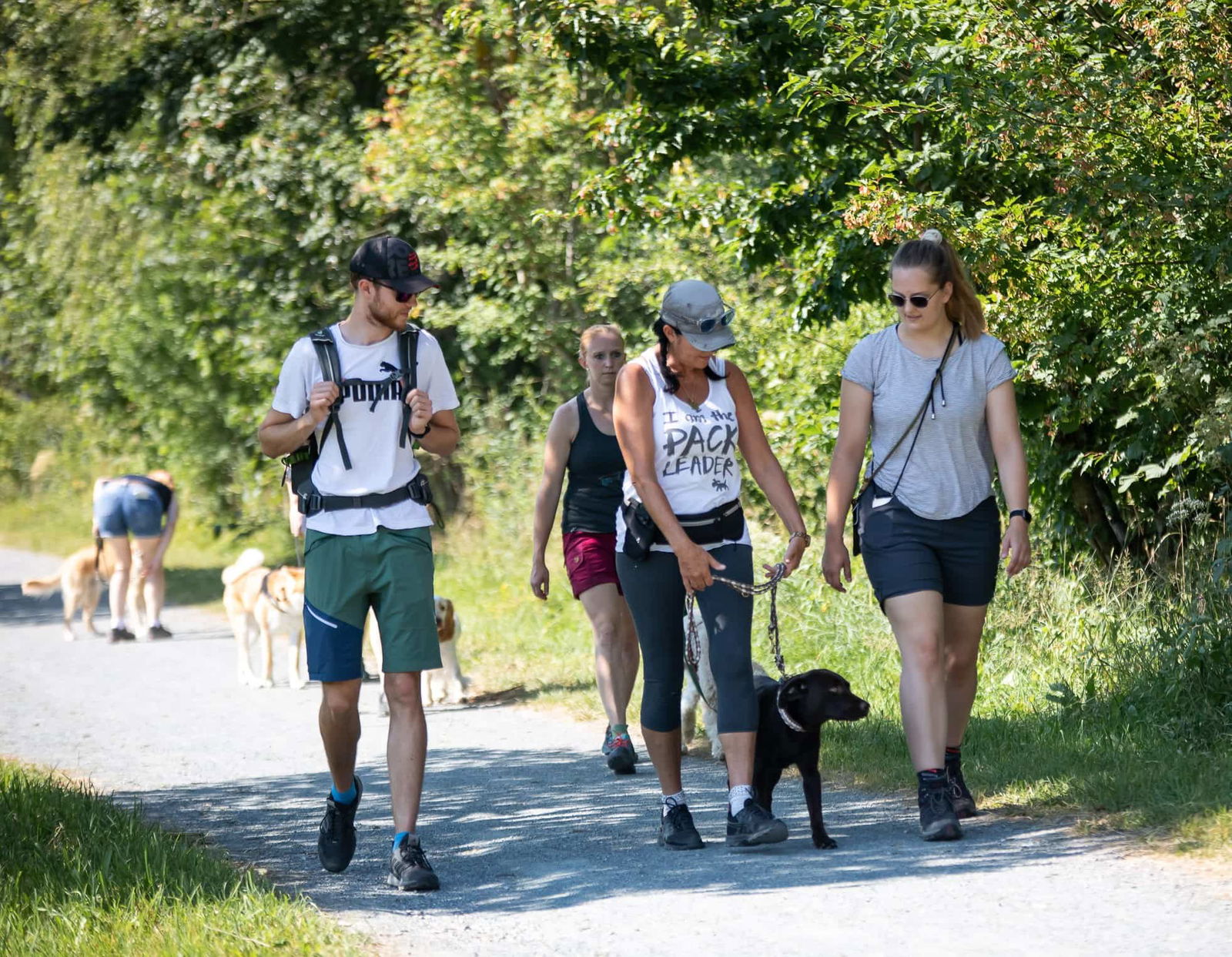 Coachin Hedwig mit Teilnehmer:innen des Hunde-Pack Walks in Ellmau am Wilden Kaiser.